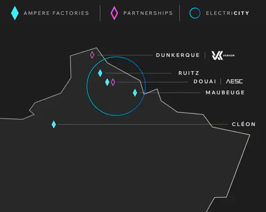 Carte d'implantation Ampere